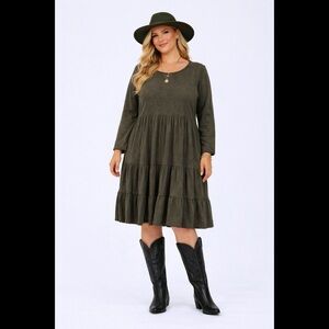 TORRID Olive Tiered Babydoll Sweater Dress
